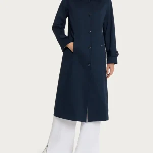 Trench lungo in Satin Power WR - Bleu