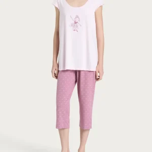 Pigiama a pinocchietto con fantasia in Jersey di cotone - Fant. Pink a boo