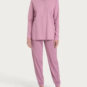 Pigiama serafino a fantasia in Jersey di cotone - Fant. Dusky Orchid