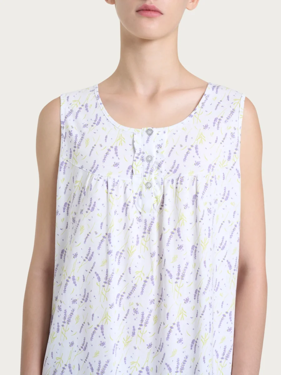 Camicia da notte smanicata con rouche in Jersey di cotone - Fant. Thistle - immagine 4
