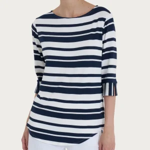 Maglietta a stripes alternate in Viscosa Summer  - Fant. Bleu Riga Alternata