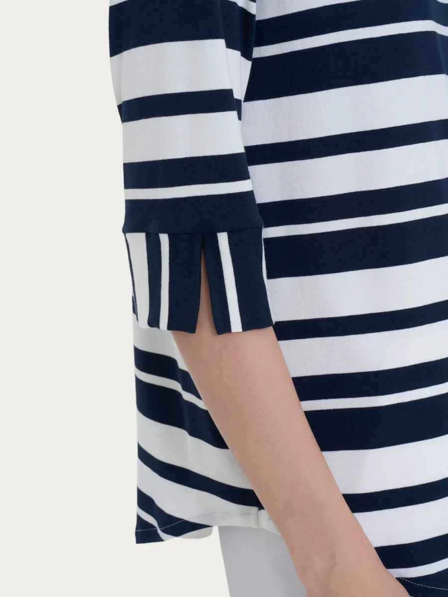 Maglietta a stripes alternate in Viscosa Summer - Fant. Bleu Riga Alternata - immagine 4