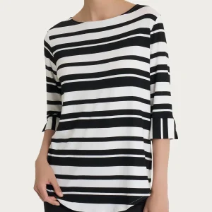 Maglietta a stripes alternate in Viscosa Summer  - Fant. Nero Riga Alternata