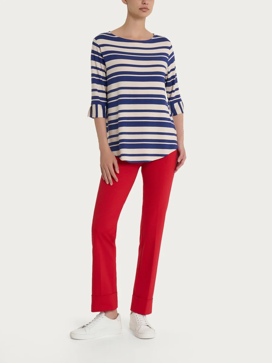 Maglietta a stripes alternate in Viscosa Summer - Fant. Blueberry Riga Alternata - immagine 5