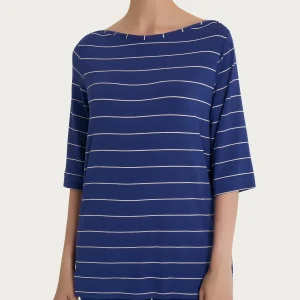 Maglietta soft con stripes spaziate in Viscosa Summer  - Fant. Blueberry Riga Spaziata