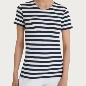 Maglietta con stripes e maniche corte in Viscosa Summer - Fant. Bleu Riga Pari