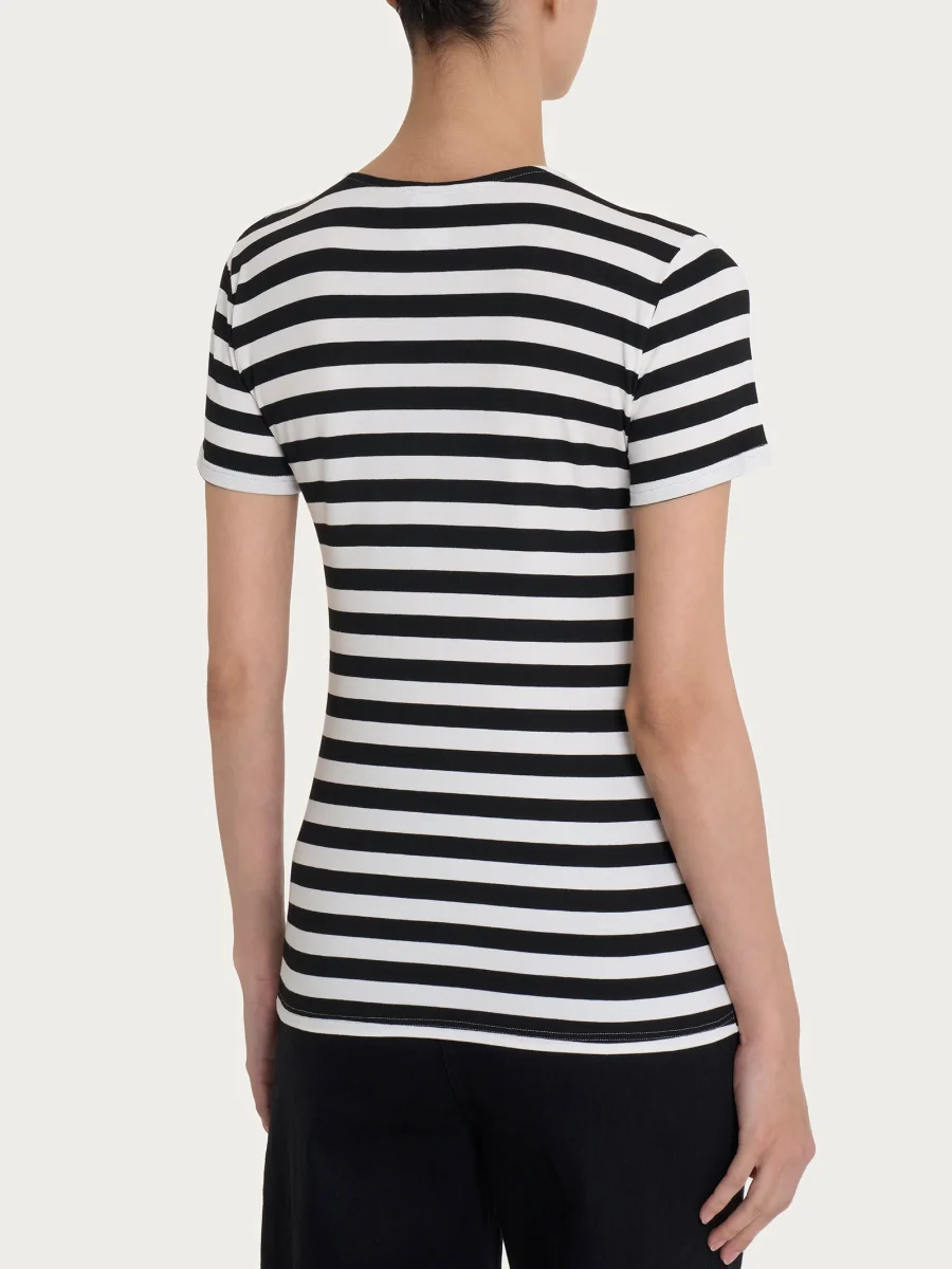 Maglietta con stripes e maniche corte in Viscosa Summer - Fant. Nero Riga Pari - immagine 3