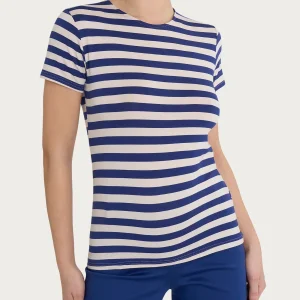 Maglietta con stripes e maniche corte in Viscosa Summer - Fant. Blueberry Riga Pari