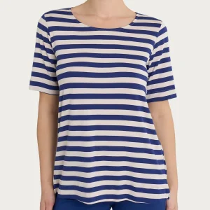 Maglietta girocollo con stripes in Viscosa Summer - Fant. Blueberry Riga Pari