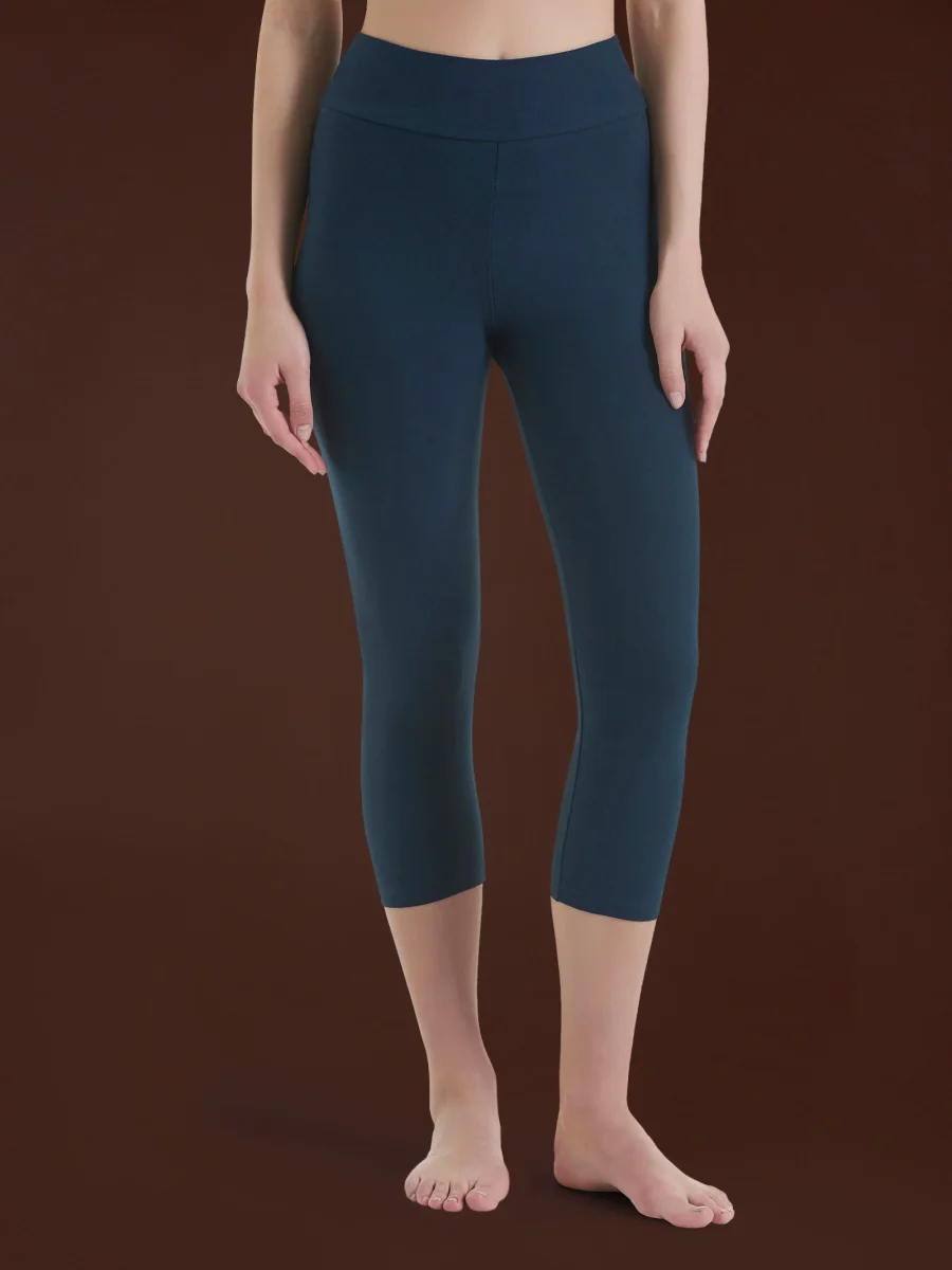 beYOUtiful Homewear – Leggings a pinocchietto in cotone elasticizzato - Bleu