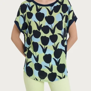 Maglietta con macro tulips pattern in Misto Viscosa - Fant. Shadow Lime