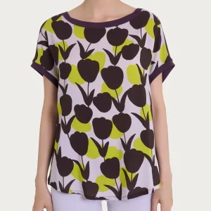 Maglietta con macro tulips pattern in Misto Viscosa - Fant. Grenoble Green