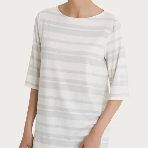 Maglietta con stripes in Viscosa Summer e Lurex - Bianco