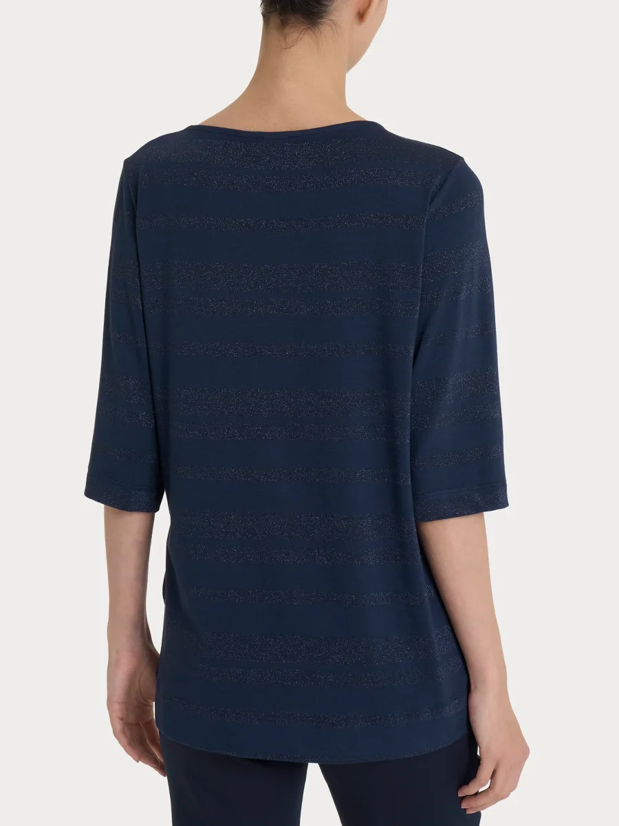 Maglietta con stripes in Viscosa Summer e Lurex - Bleu - immagine 3