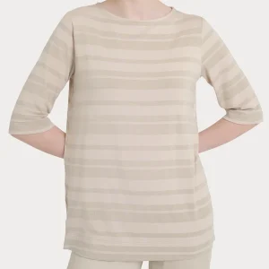 Maglietta con stripes in Viscosa Summer e Lurex - Champignon