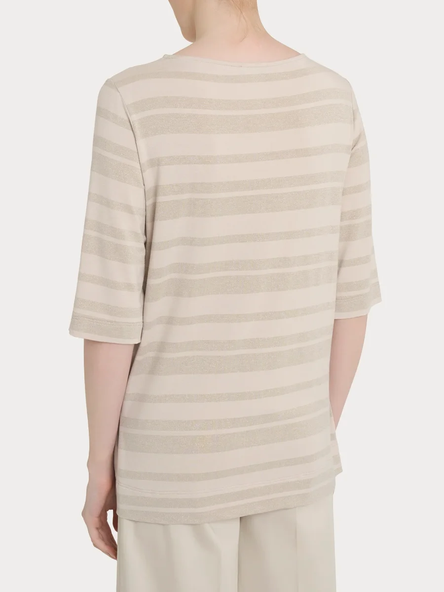 Maglietta con stripes in Viscosa Summer e Lurex - Champignon - immagine 3
