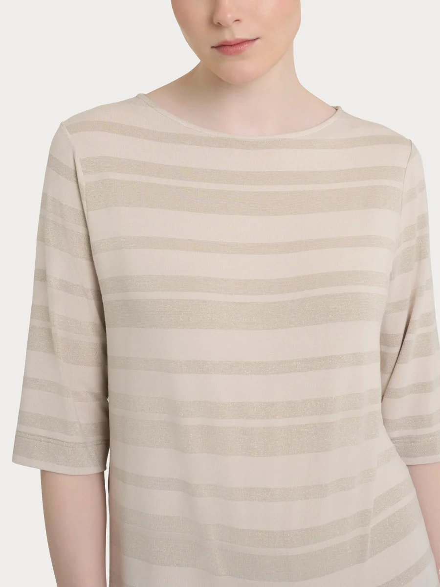 Maglietta con stripes in Viscosa Summer e Lurex - Champignon - immagine 4