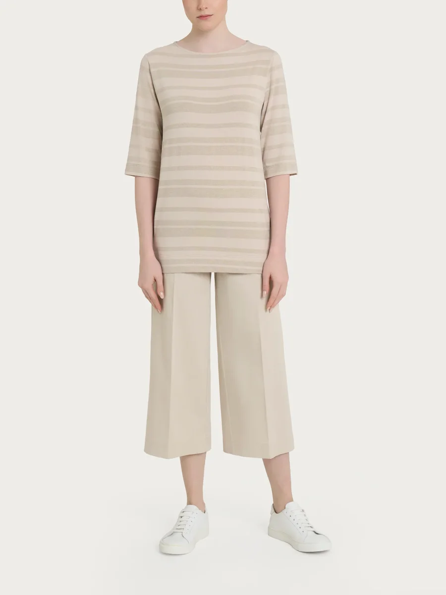 Maglietta con stripes in Viscosa Summer e Lurex - Champignon - immagine 5