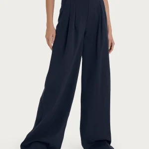 Pantalone palazzo con tasche e pinces in Super Natural - Bleu