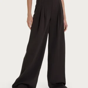 Pantalone palazzo con tasche e pinces in Super Natural - Chocolate Torte