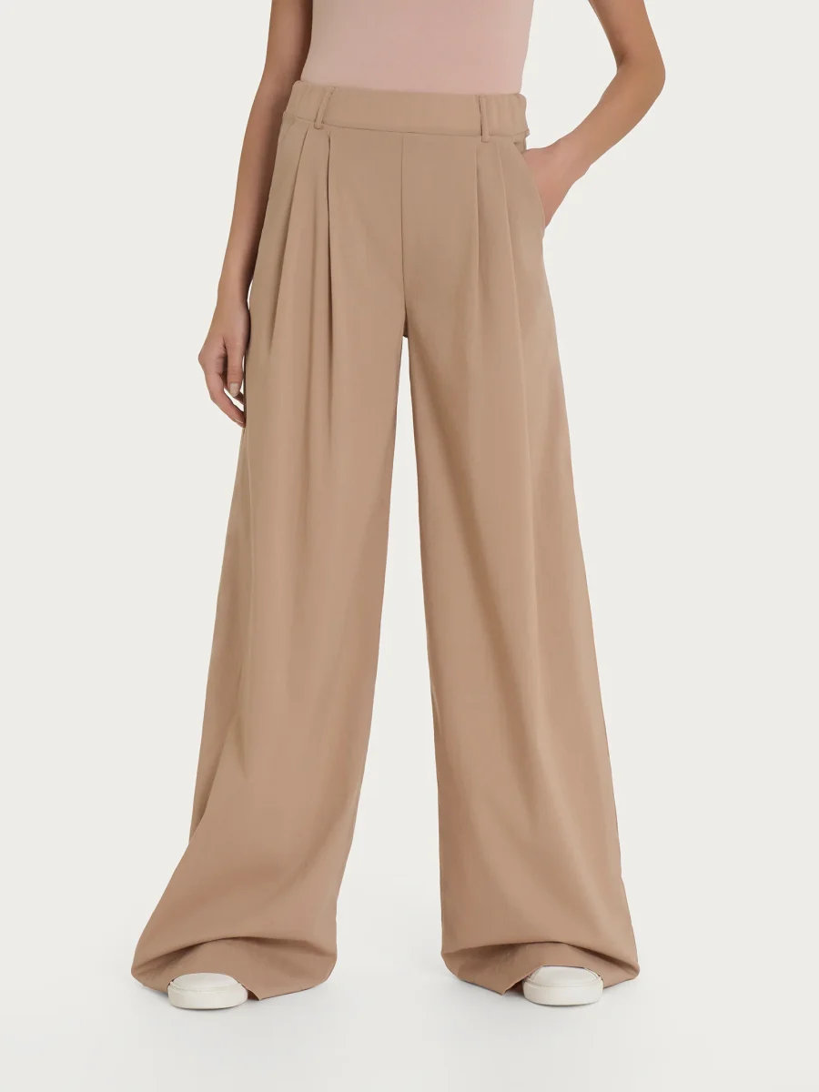 Pantalone palazzo con tasche e pinces in Super Natural - Warm Taupe - immagine 2