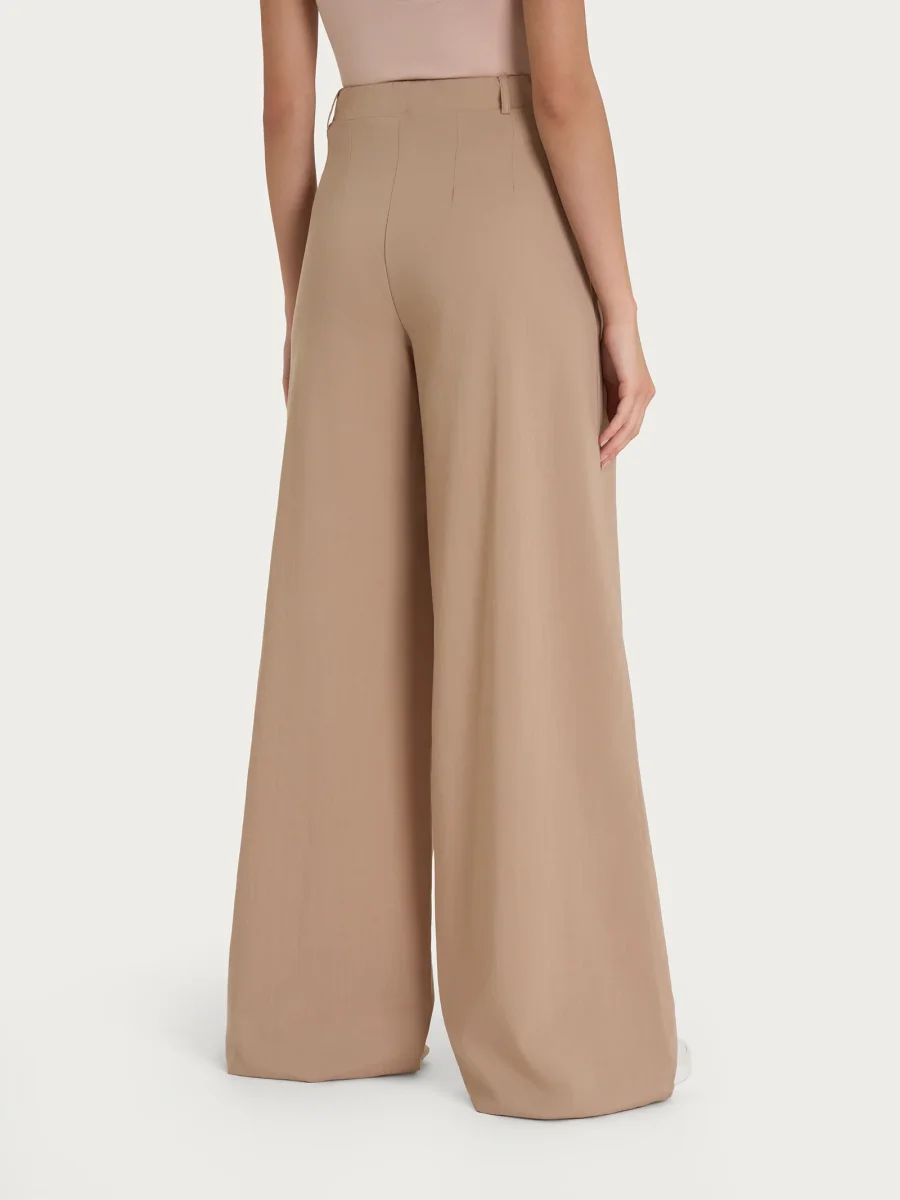 Pantalone palazzo con tasche e pinces in Super Natural - Warm Taupe - immagine 3