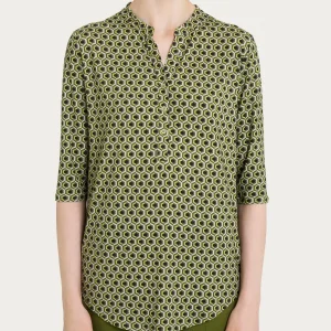 Maglietta con manica 3/4 e hexagon pattern in jersey di viscosa Crêpe - Fant. Sphagnum