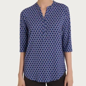 Maglietta con manica 3/4 e hexagon pattern in jersey di viscosa Crêpe - Fant. Ultimate Gray