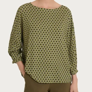 Maglietta a manica ampia con hexagon pattern in jersey di viscosa Crêpe - Fant. Sphagnum