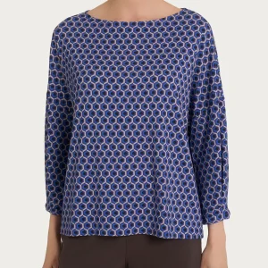 Maglietta a manica ampia con hexagon pattern in jersey di viscosa Crêpe - Fant. Ultimate Gray