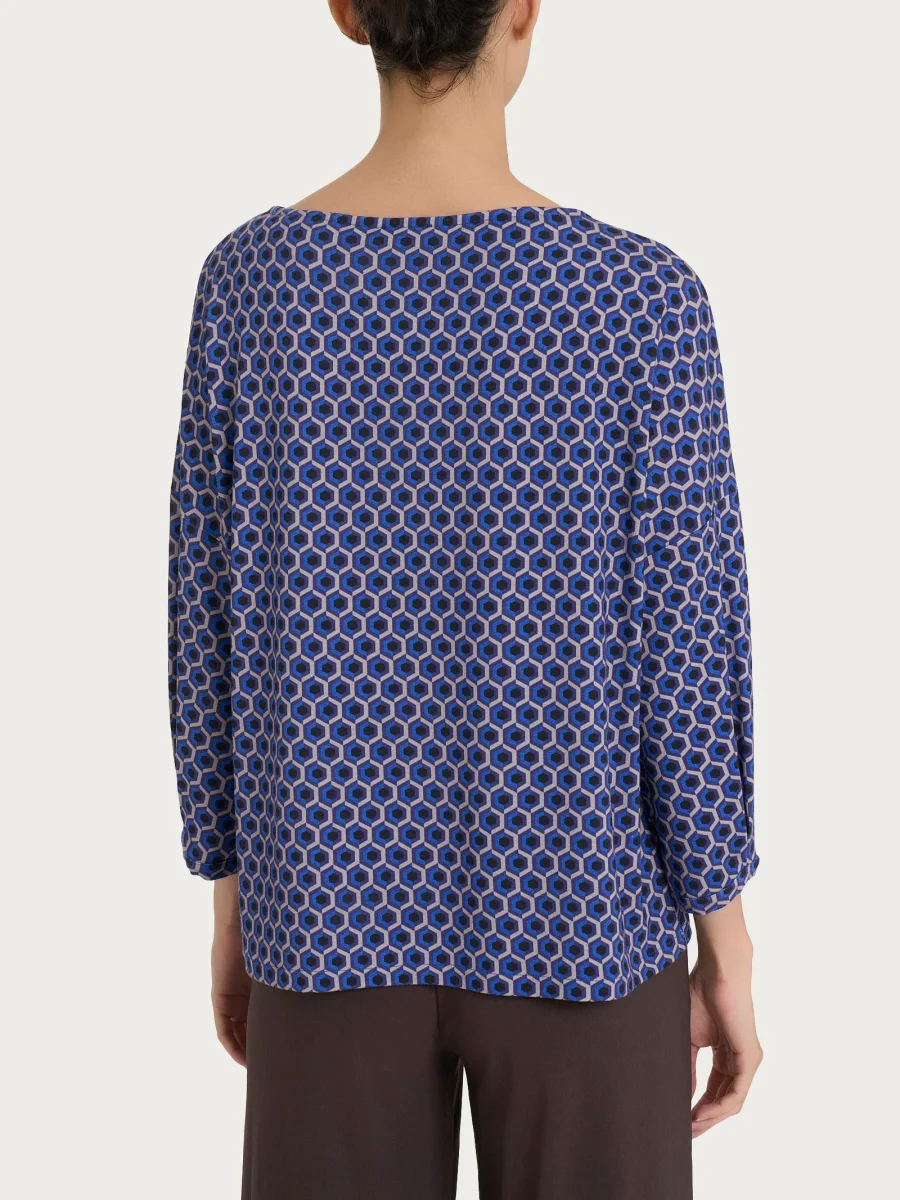 Maglietta a manica ampia con hexagon pattern in jersey di viscosa Crêpe - Fant. Ultimate Gray - immagine 3