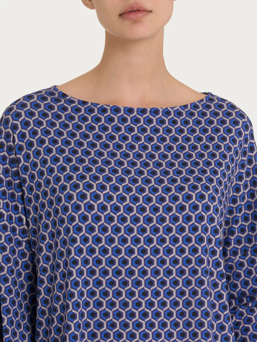 Maglietta a manica ampia con hexagon pattern in jersey di viscosa Crêpe - Fant. Ultimate Gray - immagine 4