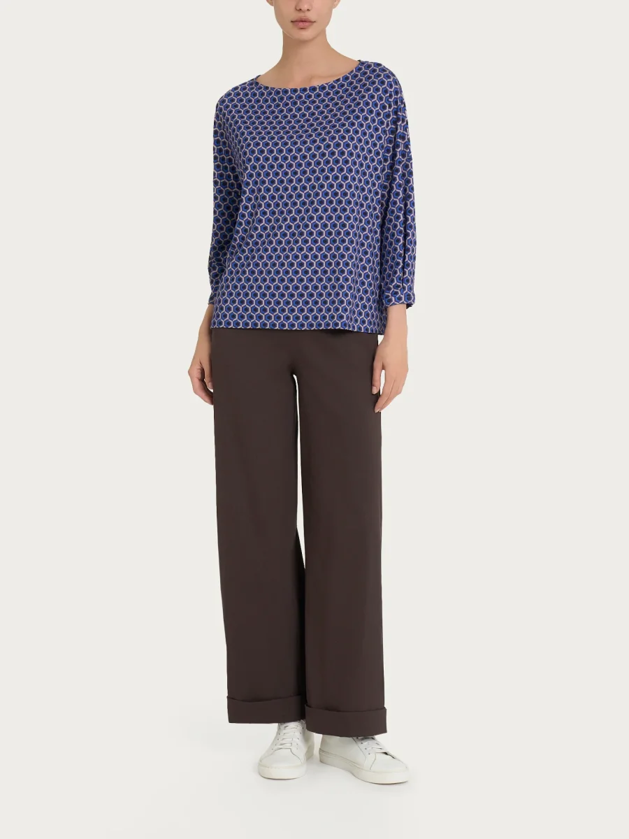 Maglietta a manica ampia con hexagon pattern in jersey di viscosa Crêpe - Fant. Ultimate Gray - immagine 5