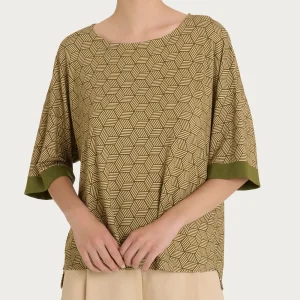 Maglietta con cubi e ampio girocollo in Viscosa Summer - Fant. Sphagnum