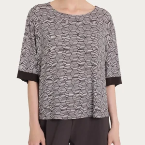 Maglietta con cubi e ampio girocollo in Viscosa Summer - Fant. Dawn Blue