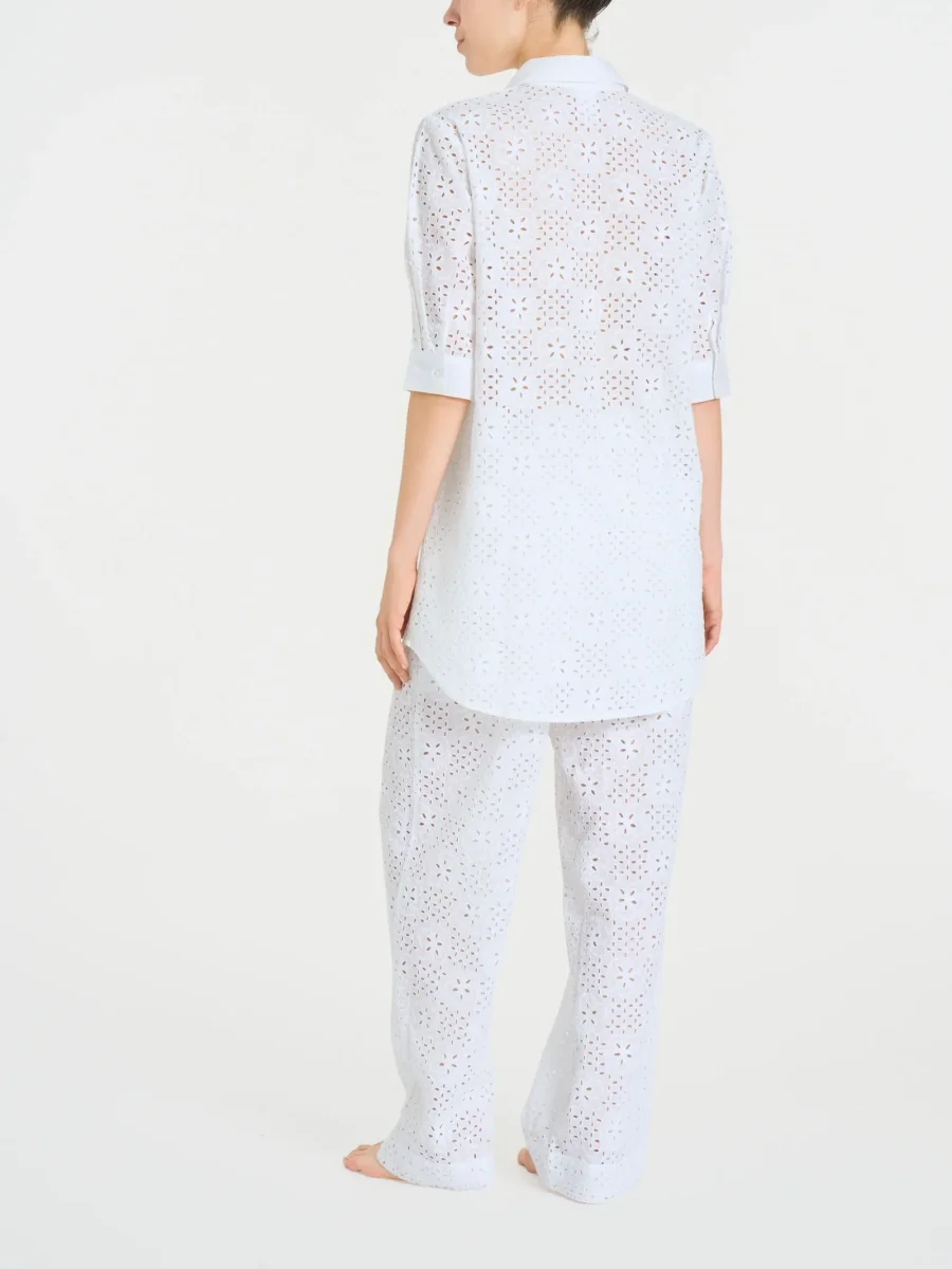 Chemisier con manica 3/4 in Sangallo - Bianco - immagine 3