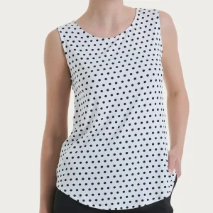 Top smanicato con dots in Viscosa Summer - Fant.Bianco