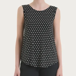 Top smanicato con dots in Viscosa Summer - Fant.Nero