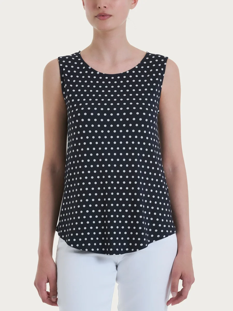 Top smanicato con dots in Viscosa Summer - Fant.Bleu - immagine 2