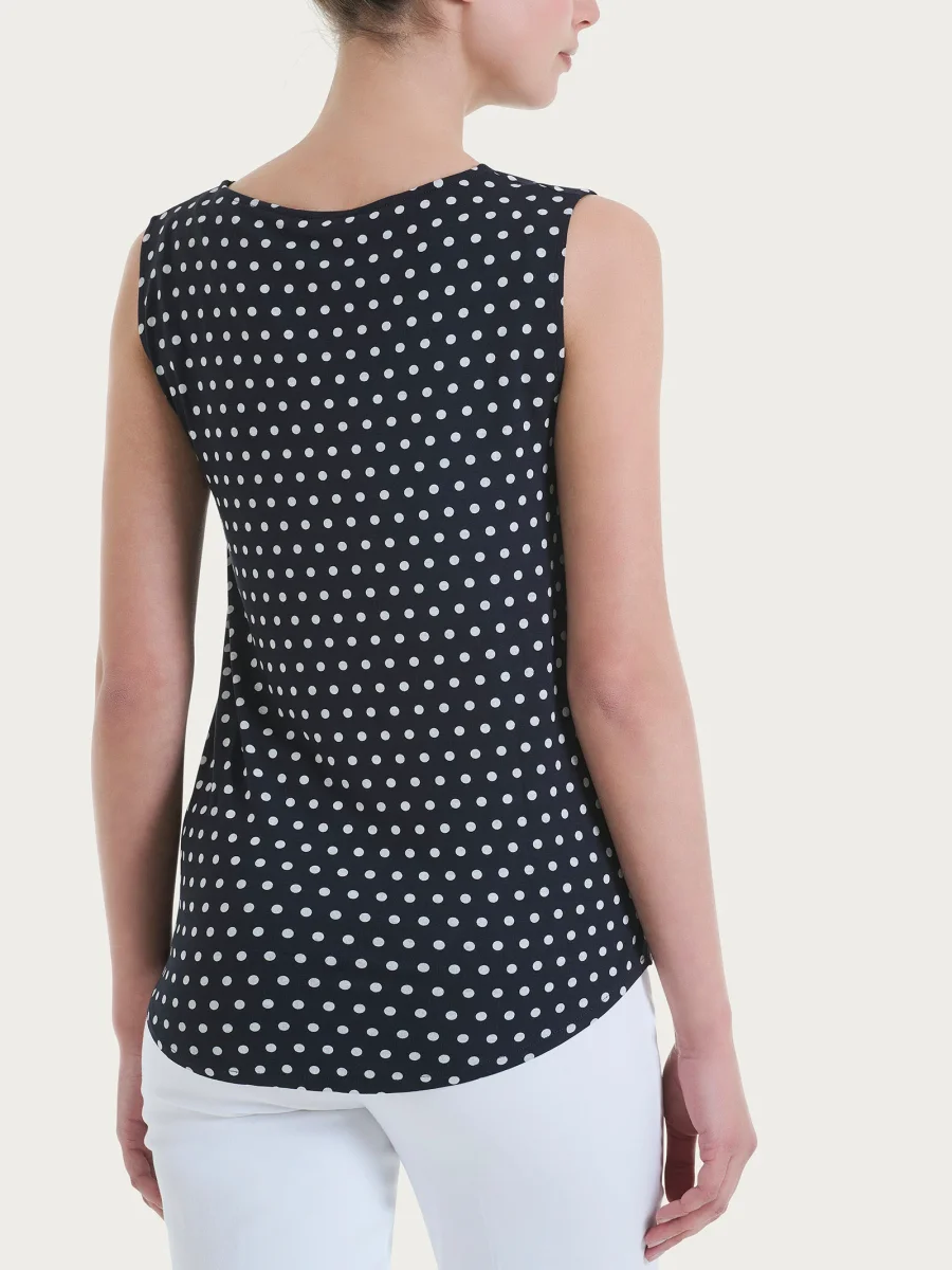 Top smanicato con dots in Viscosa Summer - Fant.Bleu - immagine 3