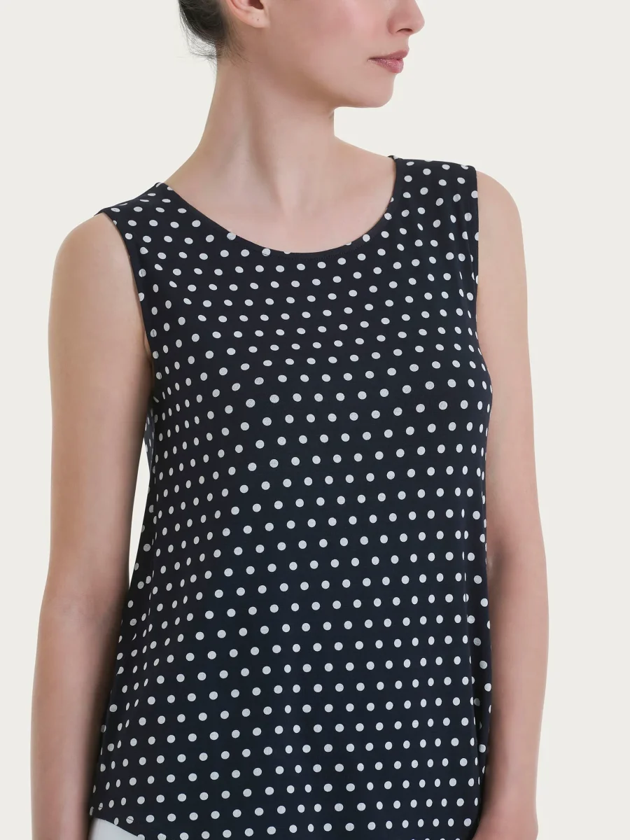 Top smanicato con dots in Viscosa Summer - Fant.Bleu - immagine 4