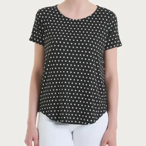 Maglietta con manica corta e dots in Viscosa Summer - Fant.Nero