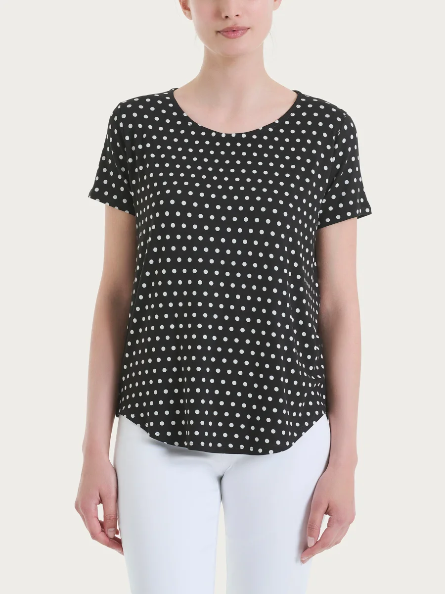 Maglietta con manica corta e dots in Viscosa Summer - Fant.Nero - immagine 2