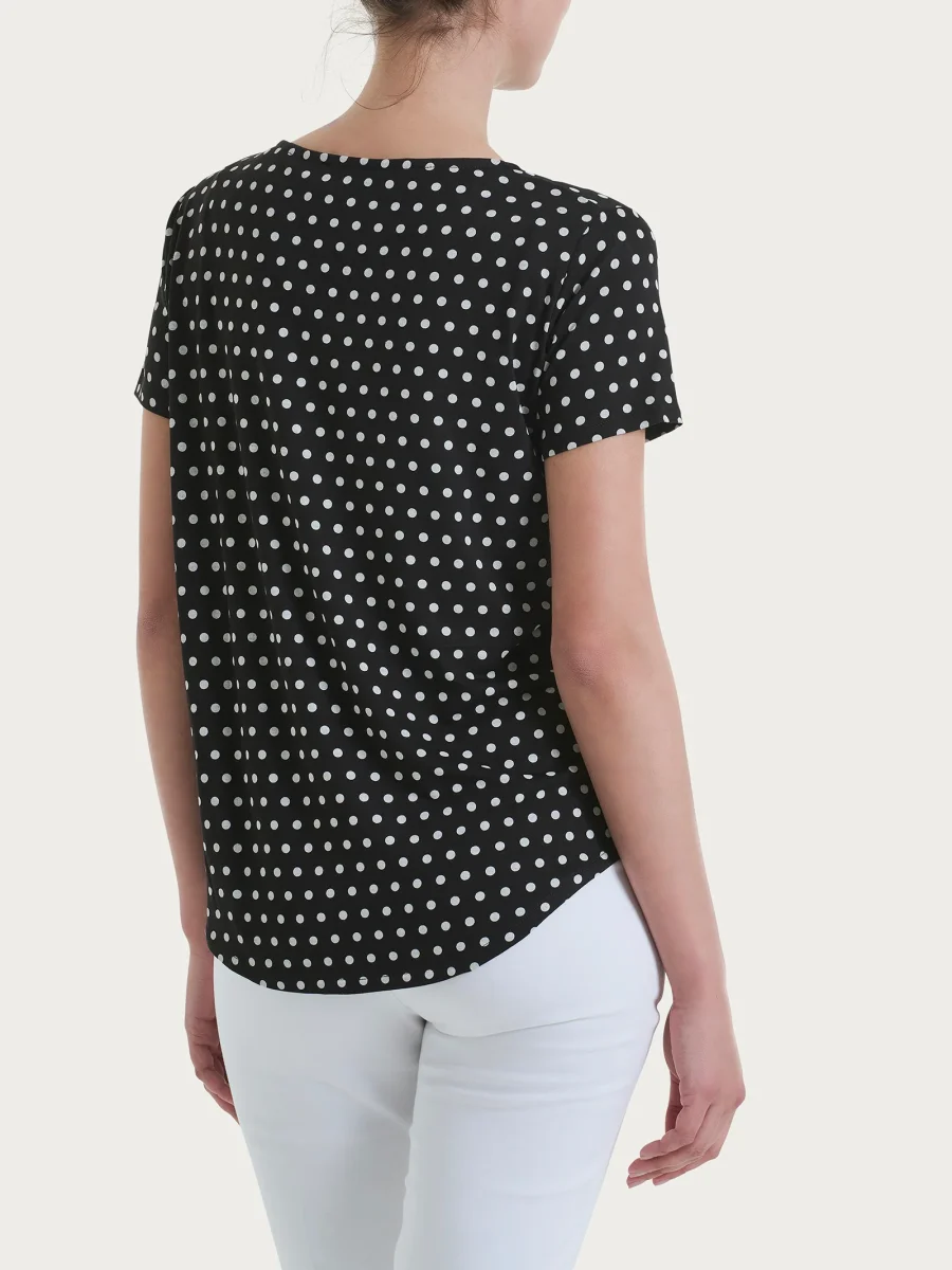Maglietta con manica corta e dots in Viscosa Summer - Fant.Nero - immagine 3