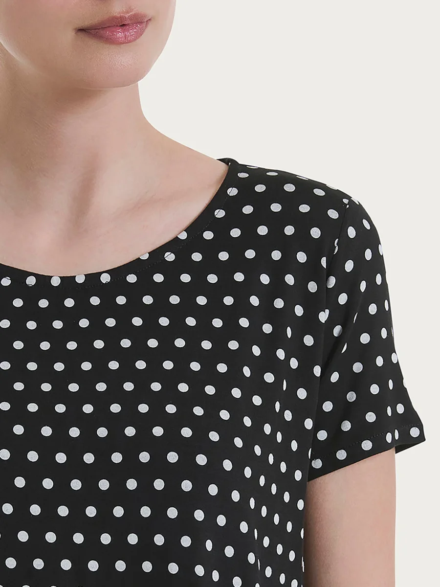 Maglietta con manica corta e dots in Viscosa Summer - Fant.Nero - immagine 4