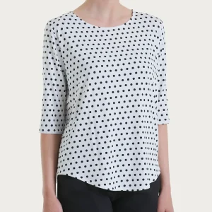 Maglietta girocollo con dots in Viscosa Summer - Fant.Bianco