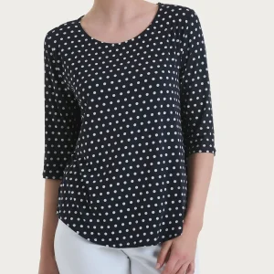 Maglietta girocollo con dots in Viscosa Summer - Fant.Bleu