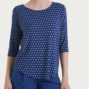 Maglietta girocollo con dots in Viscosa Summer - Fant. Blueberry
