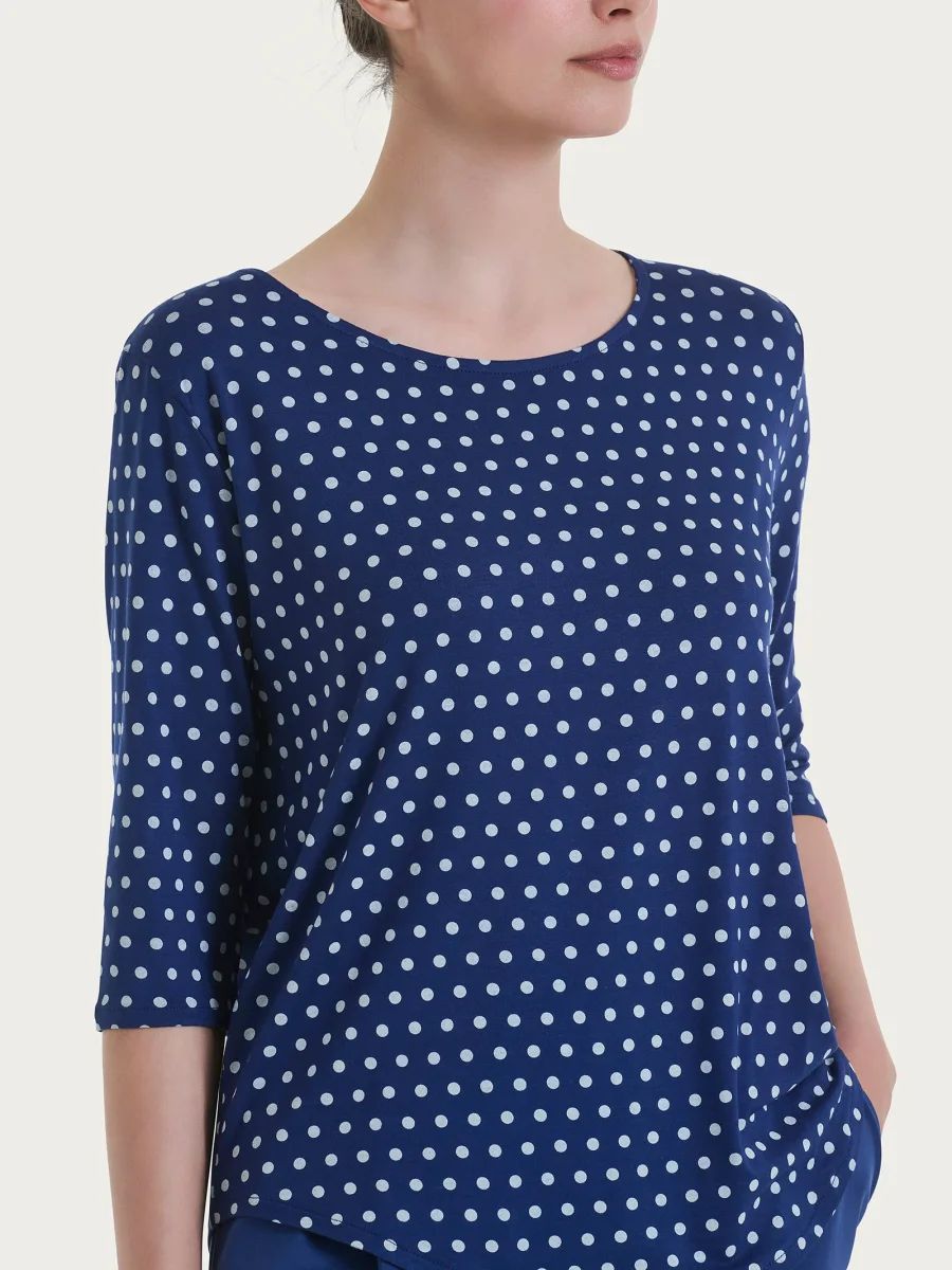 Maglietta girocollo con dots in Viscosa Summer - Fant. Blueberry - immagine 4