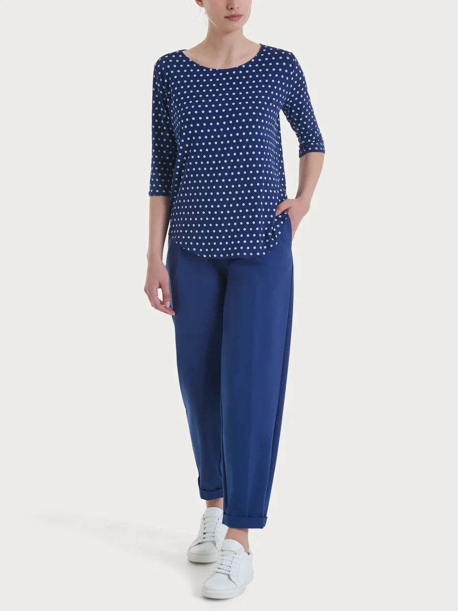 Maglietta girocollo con dots in Viscosa Summer - Fant. Blueberry - immagine 5